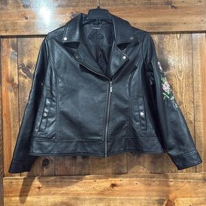 Jou Jou‎ Black Faux Leather Moto Jacket Size XXXL